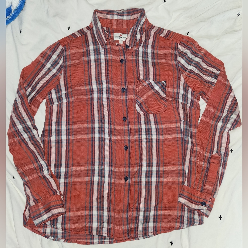 Womens American Giant Flannel, size Large, red